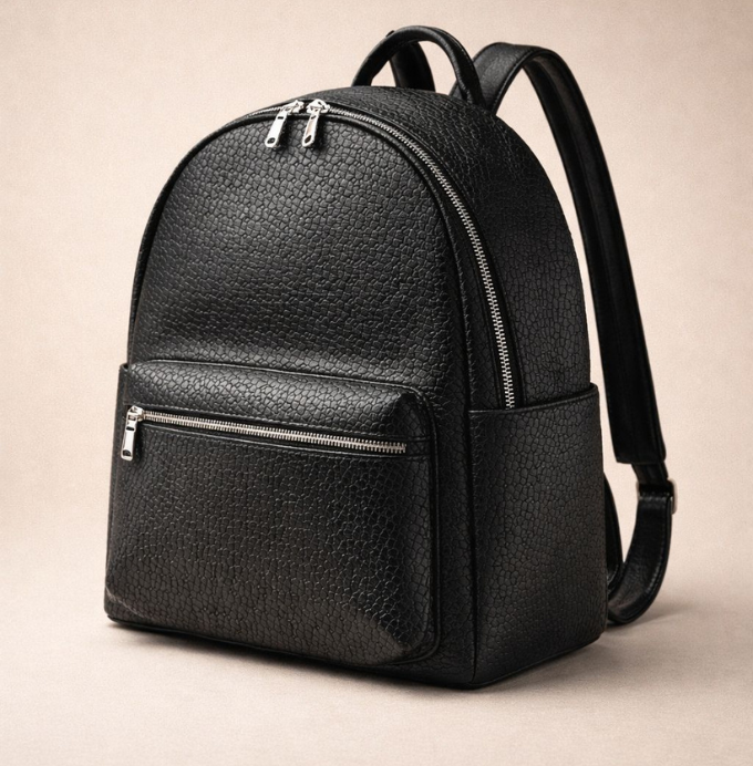 Classic Textured Black Leather Backpack – Uffwear