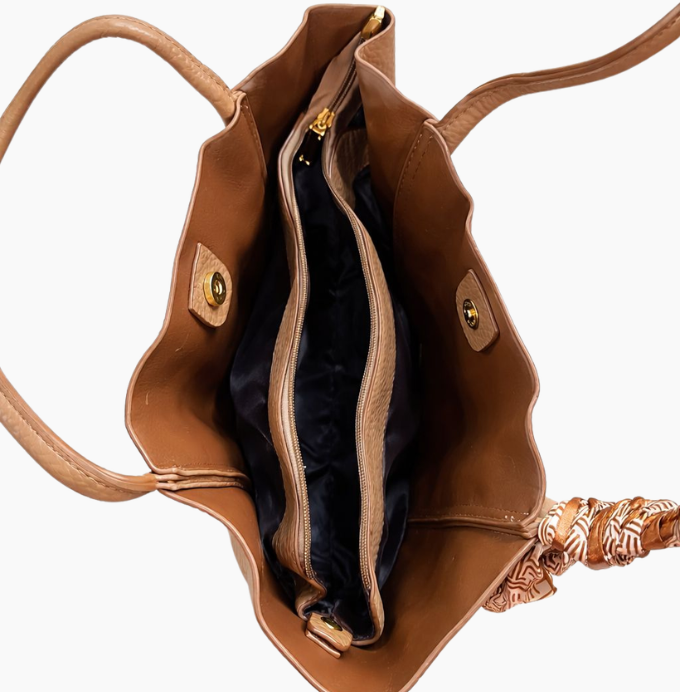 Elegant Taupe Leather Tote Bag