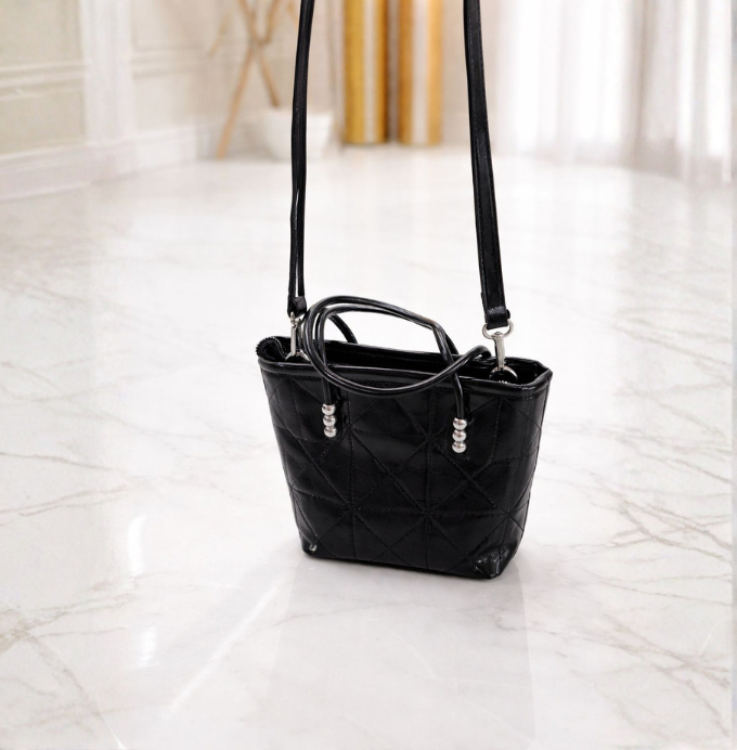 Elegant Black Quilted Sling Bag for Women