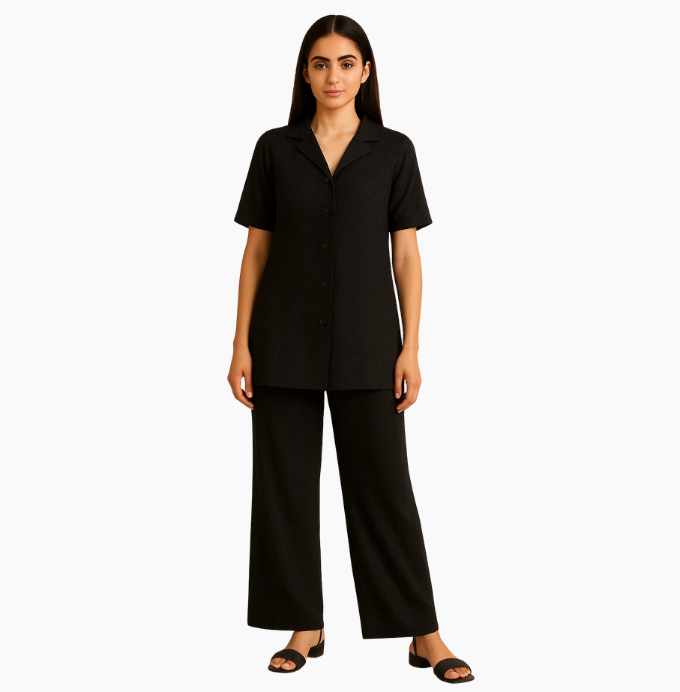 Textured Co-Ord Set in Classic Black