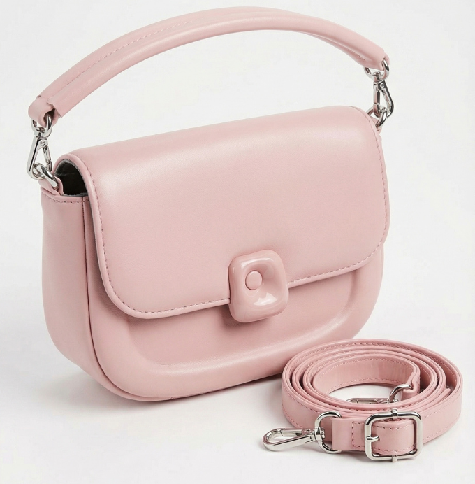 Blush Pink Mini Sling Bag with Detachable Strap