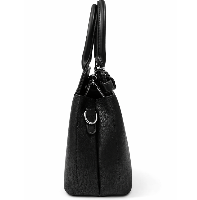 Elegant Black Structured Handbag with Detachable Strap