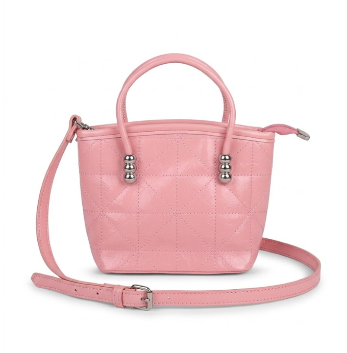 Chic Blush Pink Quilted Sling Bag with Top Handles
