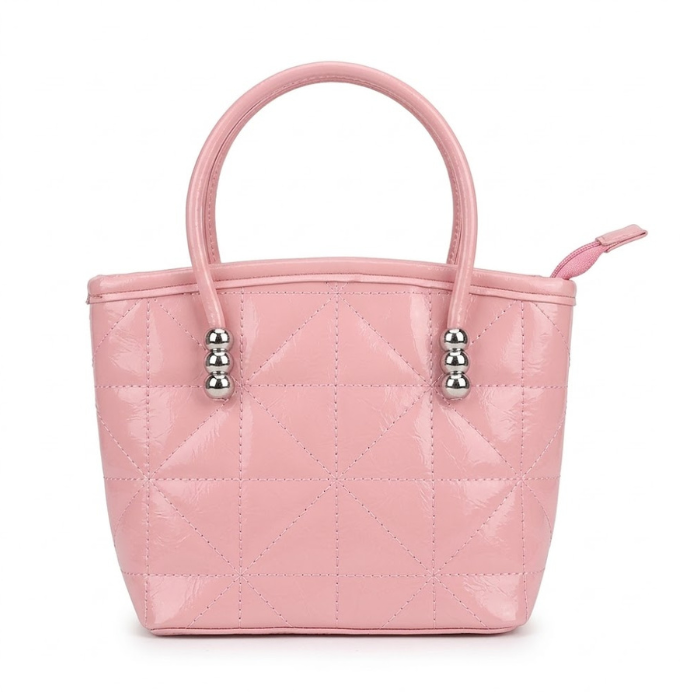 Chic Blush Pink Quilted Sling Bag with Top Handles