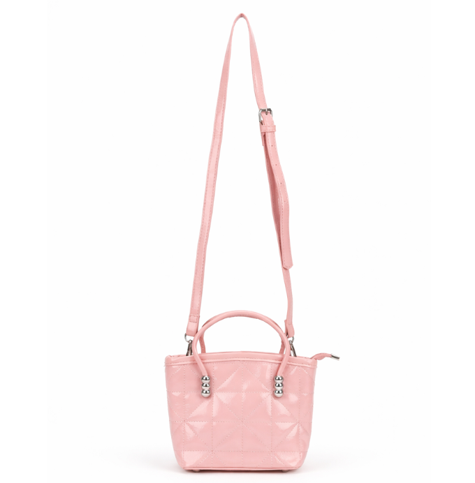 Chic Blush Pink Quilted Sling Bag with Top Handles
