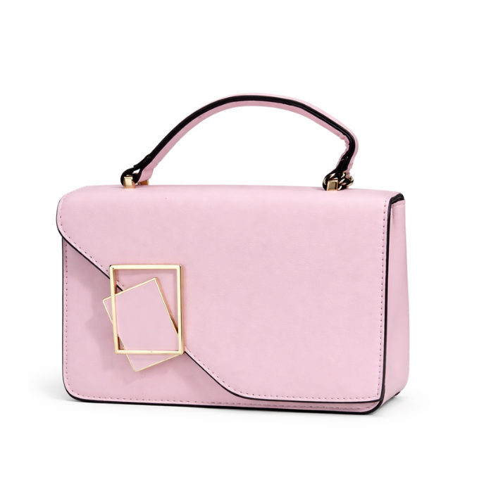 Chic Blush Pink Sling Bag with Gold Chain Detail