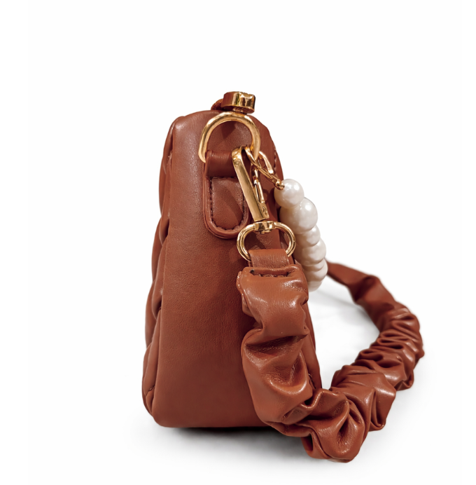 Quilted Shoulder Bag with Pearl Chain Strap