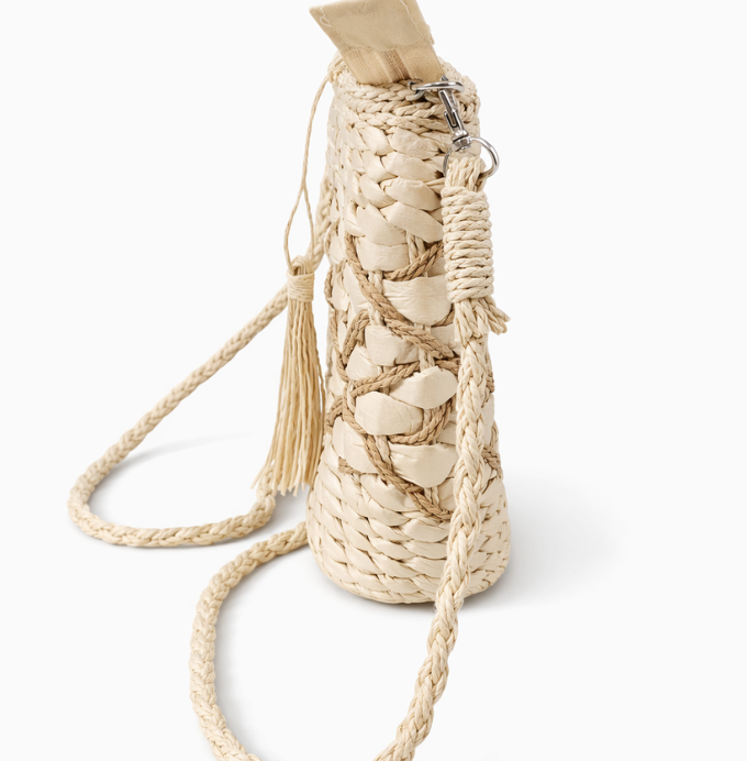 Handwoven Natural Straw Tote Bag with Detachable Strap