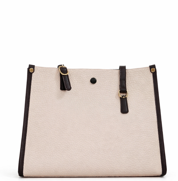 Elegant Pebbled Leather Tote Bag with Detachable Strap