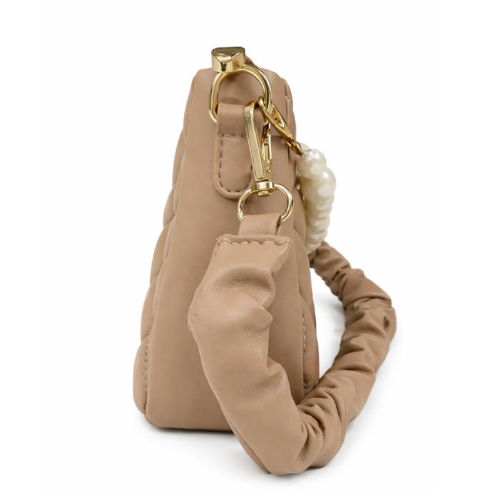 Quilted Shoulder Bag with Pearl Chain Strap
