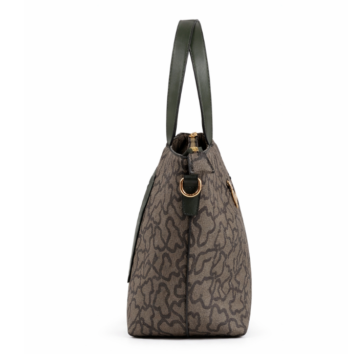 Elegant Printed Tote Bag with Adjustable Strap & Front Zip Pocket