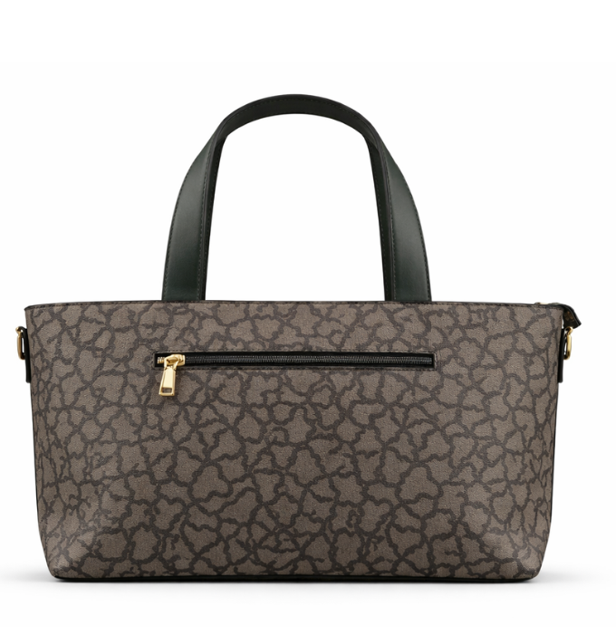Elegant Printed Tote Bag with Adjustable Strap & Front Zip Pocket