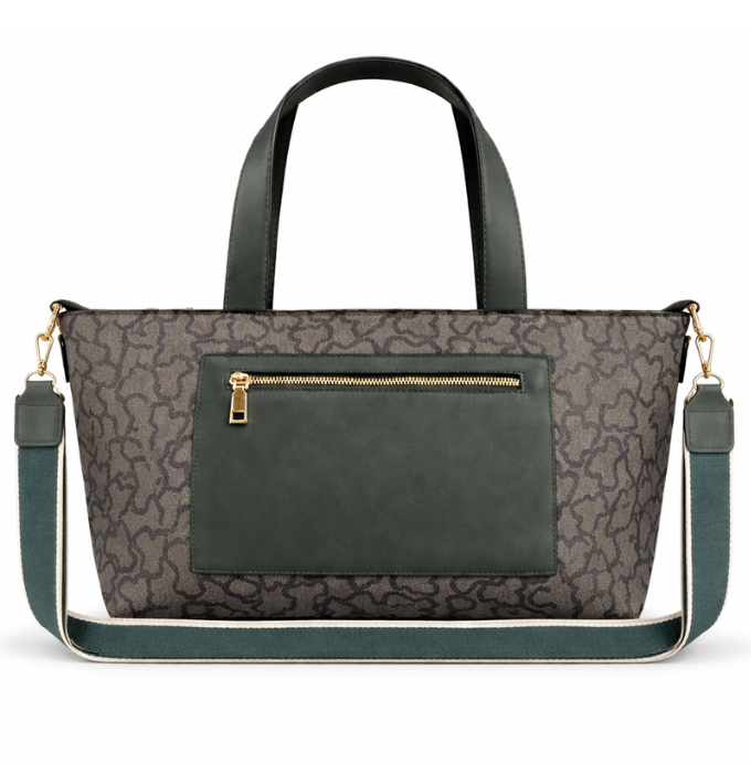 Elegant Printed Tote Bag with Adjustable Strap & Front Zip Pocket