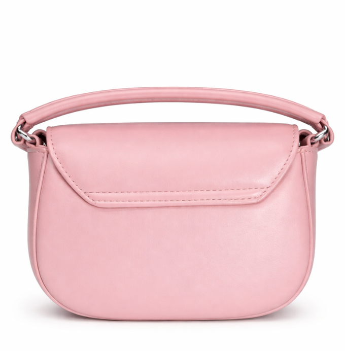 Blush Pink Mini Handbag with Chain Strap – Elegant Faux Leather Crossbody Bag for Women