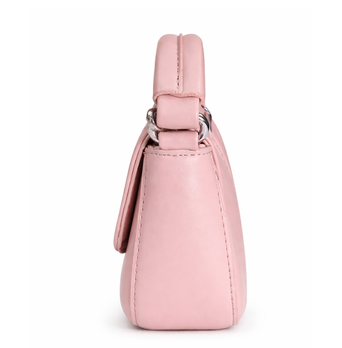 Blush Pink Mini Handbag with Chain Strap – Elegant Faux Leather Crossbody Bag for Women