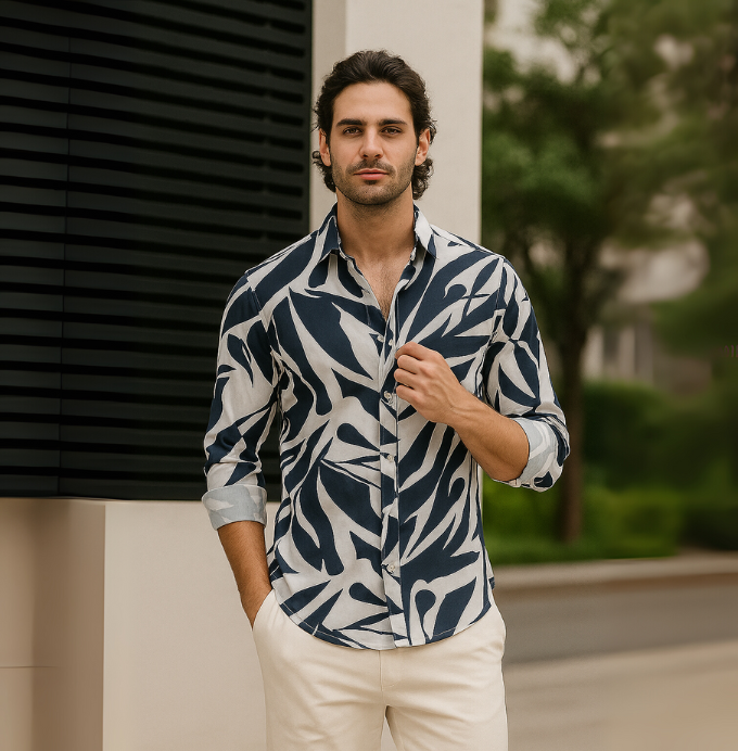 Ocean Wave Print Shirt