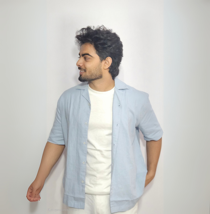 Skyline Blue Cuban Collar Shirt