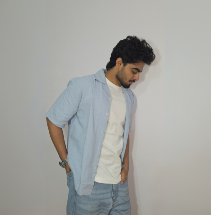 Skyline Blue Cuban Collar Shirt