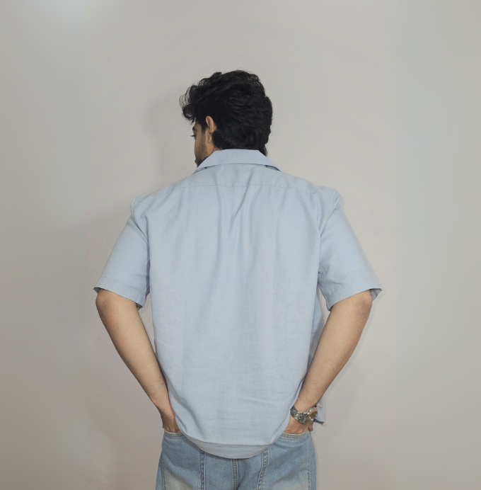 Skyline Blue Cuban Collar Shirt