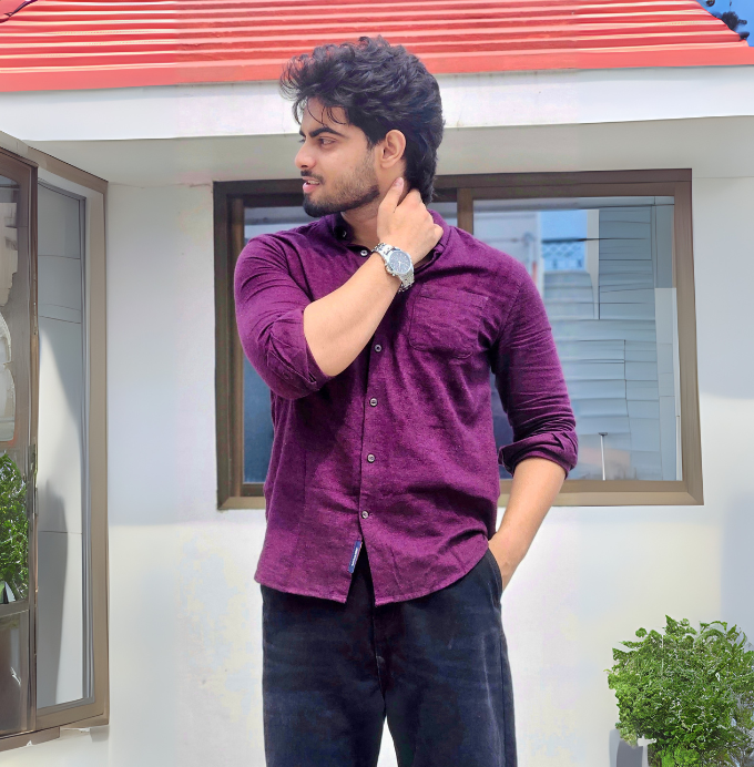 Deep Plum Casual Button-Down Shirt